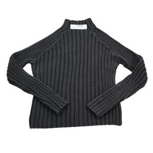 Herman Geist Sweater Women Large Gray Casual Outdoors Preppy Mock Neck Ribbed